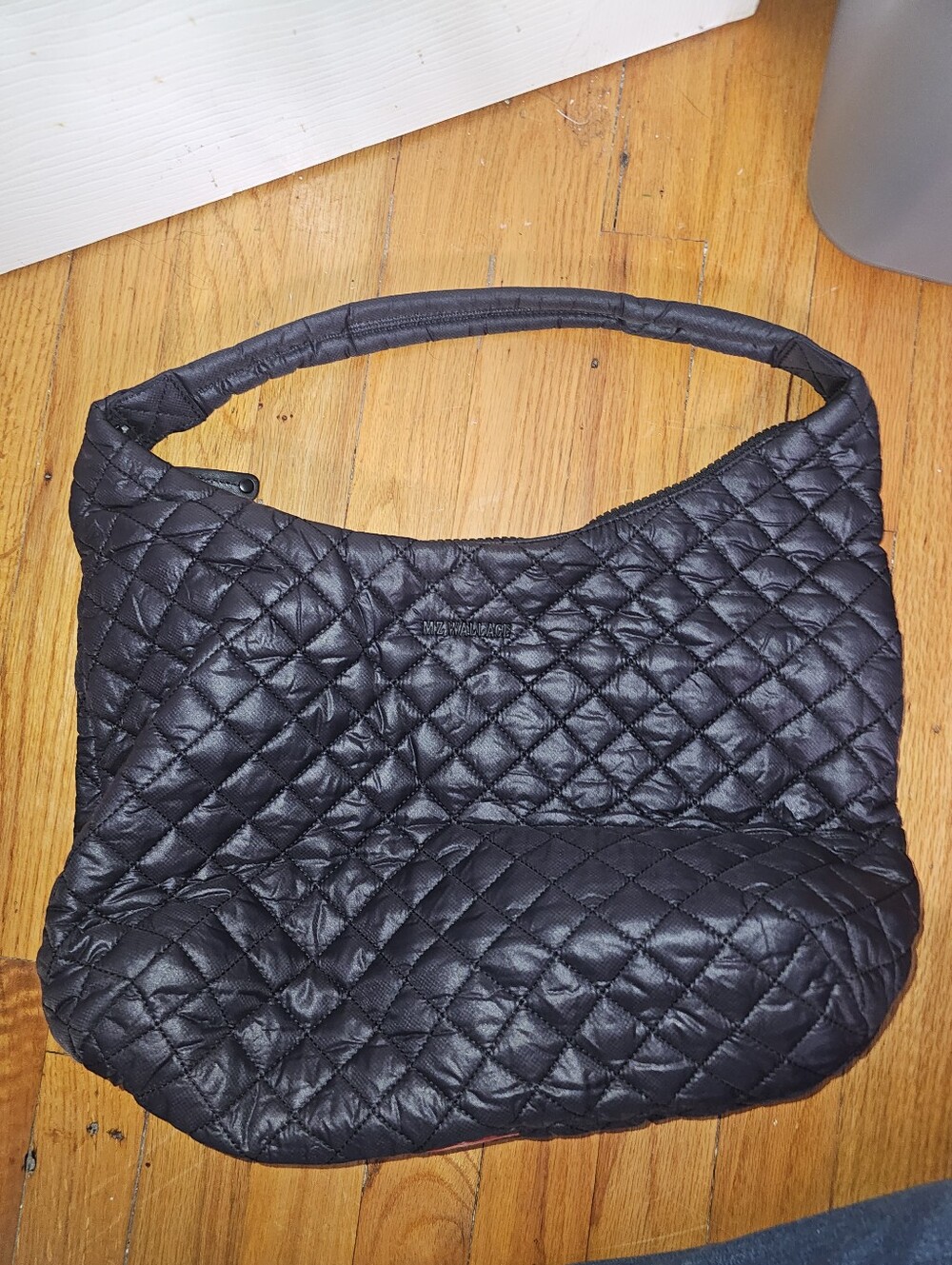 Mz Wallace Quilted Black Nylon Shoulder Bag